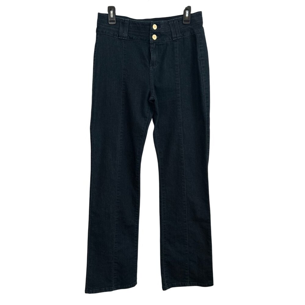 Rafaella Womens Dark Blue Denim Straight-Leg Bootcut Stretch Jeans Size 8